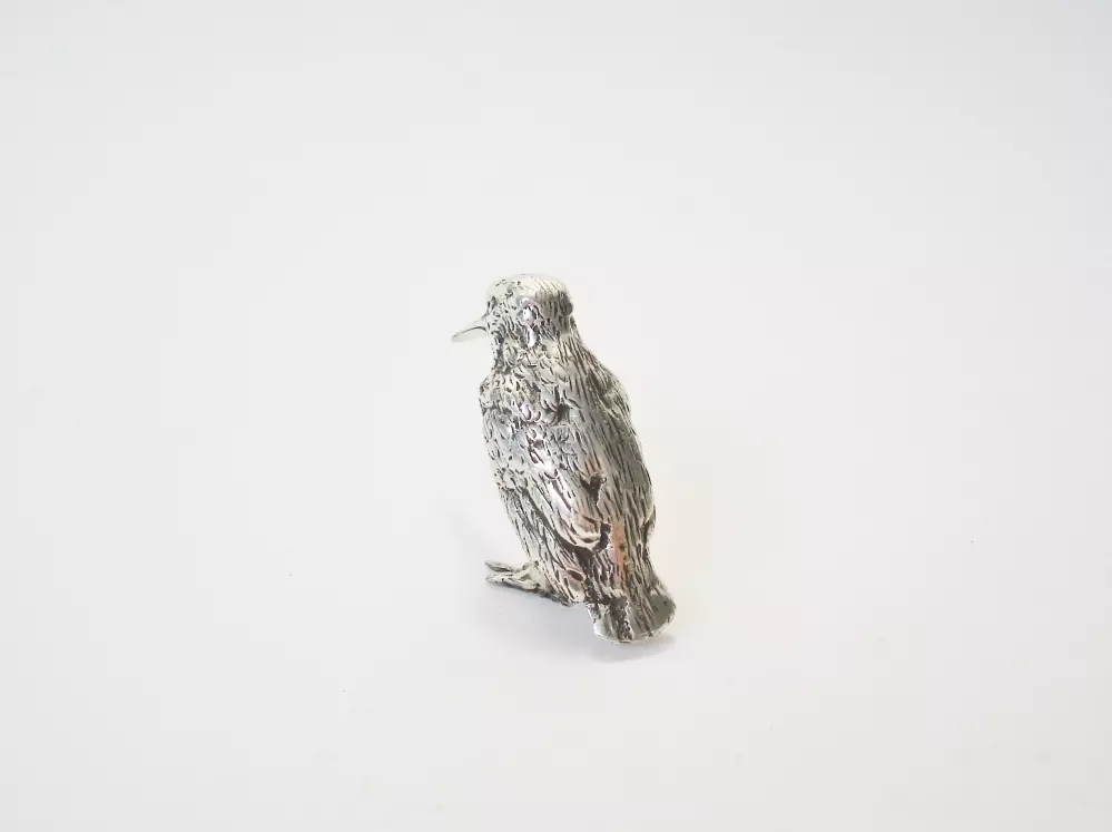 Antiek zilver overig - zilveren ijsvogel miniatuur