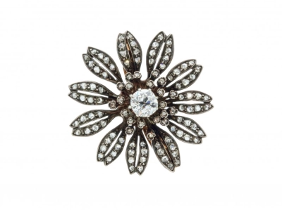 Antieke bloembroche diamant Frans