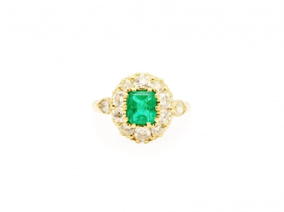 antieke geelgouden ring smaragd