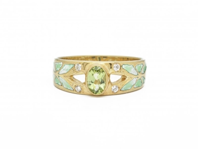 emaille ring peridot diamant