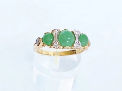 geelgouden ring jade diamant