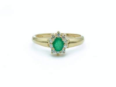 lady di ring geelgoud diamant smaragd